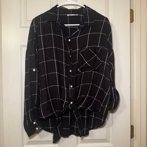 Dex | Women’s Black and White Checkered Button-Down Shirt Size XL